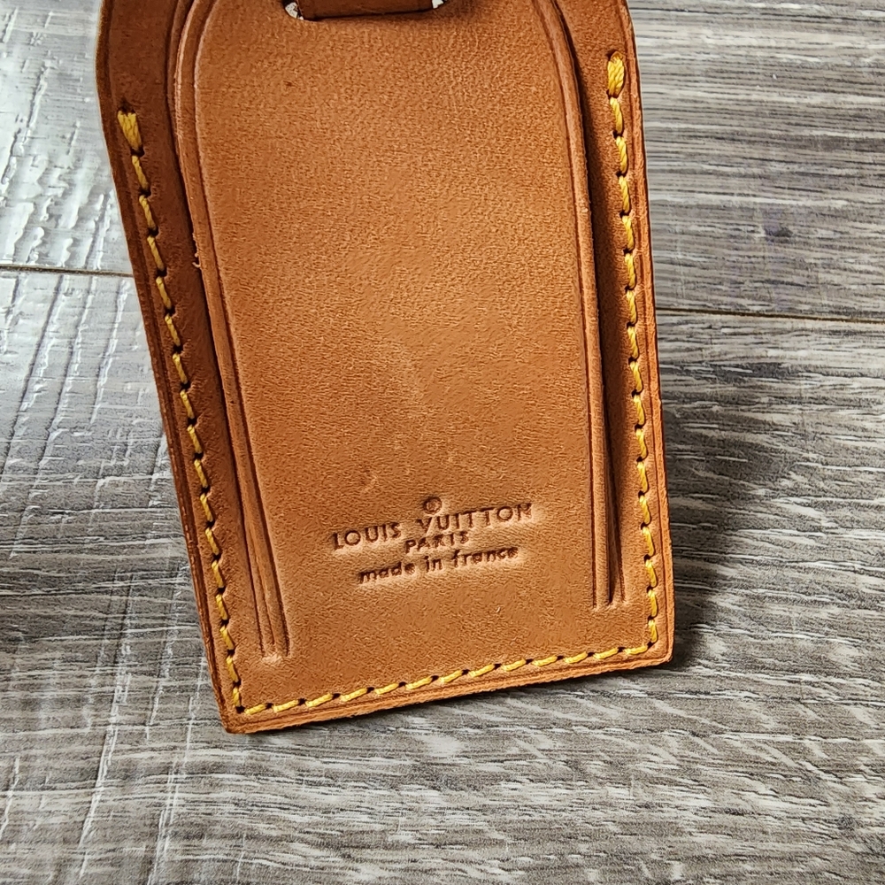 Authentic Louis Vuitton Tan Leather Travel Luggage Tag & Poignet - Picture 5 of 16